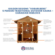 Golden Designs "Vorarlberg" 5 Person Traditional Outdoor Sauna - Canadian Hemlock image 5