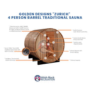 Golden Designs "Zurich" 4 Person Barrel Traditional Sauna image 4