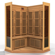 Maxxus "Avignon Edition" 3-Person Corner Near Zero EMF FAR Infrared Sauna - Canadian Red Cedar image 3