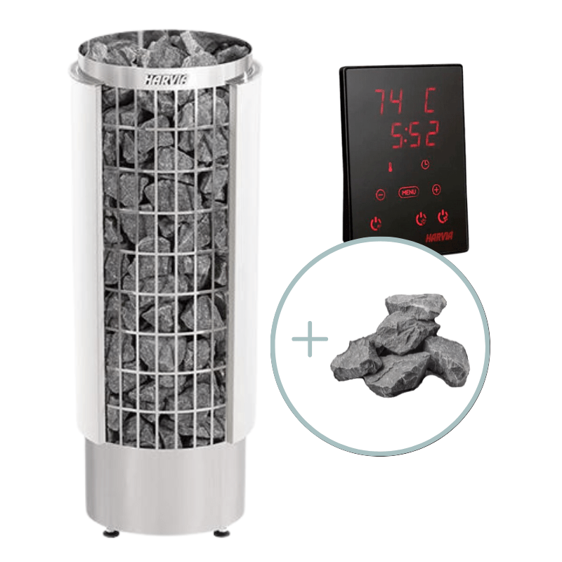 Harvia Cilindro PC60E Cilindro Half Series 8kW Stainless Sauna Heater Package