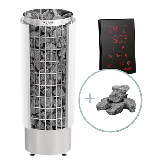 Harvia Cilindro PC60E Cilindro Half Series 8kW Stainless Sauna Heater Package