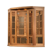 Maxxus "Avignon Edition" 3-Person Corner Near Zero EMF FAR Infrared Sauna - Canadian Red Cedar image 4