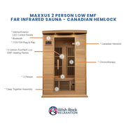 Maxxus 2 Person Low EMF FAR Infrared Sauna - Canadian Hemlock image 5