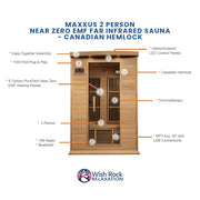 Maxxus 2 Person Near Zero EMF FAR Infrared Sauna - Canadian Hemlock image 6