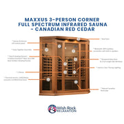 Maxxus 3-Person Corner Full Spectrum Infrared Sauna - Canadian Red Cedar image 5