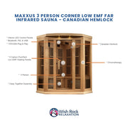 Maxxus 3 Person Corner Low EMF FAR Infrared Sauna - Canadian Hemlock image 4