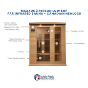 Maxxus 3 Person Low EMF FAR Infrared Sauna - Canadian Hemlock image 5
