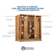 Maxxus 4-Person Low EMF FAR Infrared Sauna - Canadian Hemlock image 6