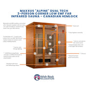 Maxxus "Alpine" Dual Tech 3-Person Corner Low EMF FAR Infrared Sauna - Canadian Hemlock image 6