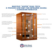 Maxxus "Aspen" Dual Tech 2-Person Low EMF FAR Infrared Sauna - Canadian Hemlock image 5