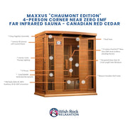 Maxxus "Chaumont Edition" 4-Person Corner Near Zero EMF FAR Infrared Sauna - Canadian Red Cedar image 5