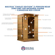 Maxxus "Cholet Edition" 2-Person Near Zero EMF FAR Infrared Sauna - Canadian Red Cedar image 5