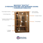 Maxxus "Seattle" 2 person Low EMF FAR Infrared Sauna - Canadian Hemlock image 5