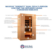 Maxxus "Serenity" Dual Tech 2-Person Low EMF FAR Infrared Sauna - Canadian Hemlock image 4