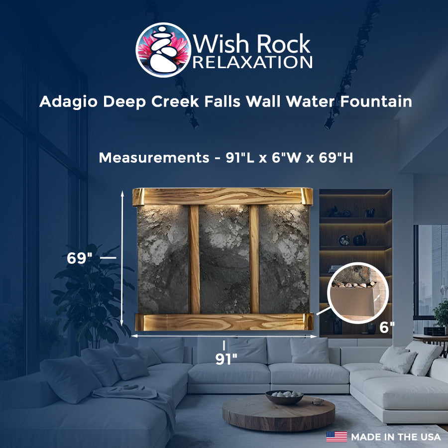 Adagio Deep Creek Falls Wall Water Fountain - 91'Wx69"Hx6"D image 4