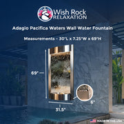 Adagio Pacifica Waters Wall Water Fountain - 32"Wx69"Hx7"D image 4