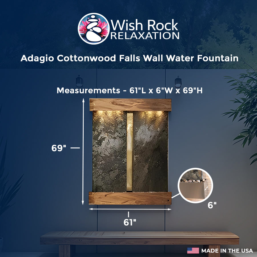 Adagio Cottonwood Falls Wall Water Fountain - 61"Wx69"Hx6'D image 4