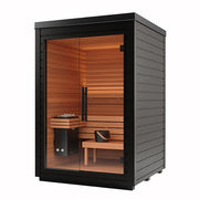 Auroom Mira S 2-Person Outdoor Traditional Sauna Cabin Kit w/ Black Thermo-Spruce Wood