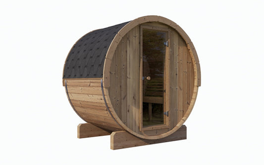 SaunaLife E6 3 Person Traditional Outdoor Sauna Barrel - Eco-Friendly Thermo-Spruce Design