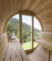 SaunaLife E8G 6 Person Traditional Outdoor Barrel Sauna w/ Glass Front & Ergonomic Seating image 8