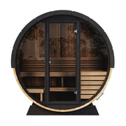SaunaLife 6 EE6G 4 Person Traditional Outdoor Barrel Sauna - 7'3" Interior, Ergonomic Seating, Wi-Fi LED image 2