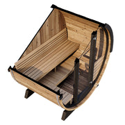 SaunaLife 6 EE6G 4 Person Traditional Outdoor Barrel Sauna - 7'3" Interior, Ergonomic Seating, Wi-Fi LED image 3