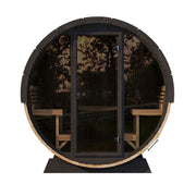 SaunaLife 8 EE8G 6 Person Traditional Outdoor Barrel Sauna - Spacious, Ergonomic Design w/ Glass Wall image 2