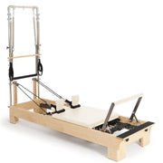 Elina Pilates Wooden Reformer With Tower - Adjustable Pulleys, Non-Slip Foot Bar & More image 7