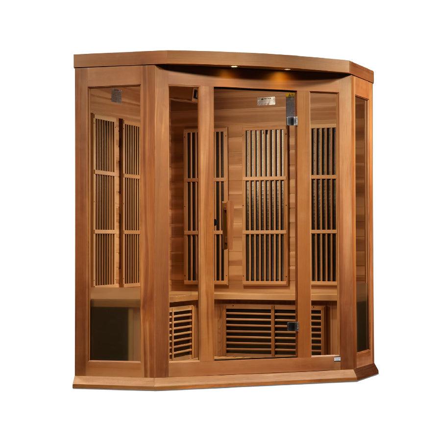 Maxxus "Avignon Edition" 3-Person Corner Near Zero EMF FAR Infrared Sauna - Canadian Red Cedar