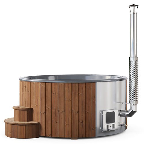 SaunaLife Model S6N - Soak-Series Home Wood-Burning Hot Tub, Natural, Up to 7 Persons