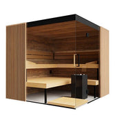 ThermaSol Aalto 4 Person Indoor Traditional Sauna Kit with Semi-Panoramic Glass
