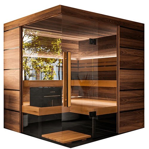 ThermaSol Astra 4 Person Indoor Traditional Sauna Kit with Semi-Panoramic Glass