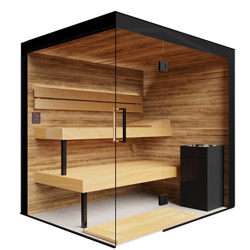ThermaSol Lumaria 5 Person Indoor Traditional Sauna Kit with Panoramic Glass