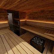 ThermaSol Ombra 5 Person Outdoor Traditional Sauna Cabin with Lounge & Bronze Glass image 5