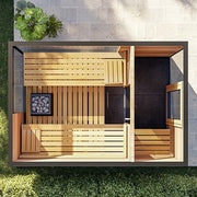 ThermaSol Ombra 5 Person Outdoor Traditional Sauna Cabin with Lounge & Bronze Glass image 4