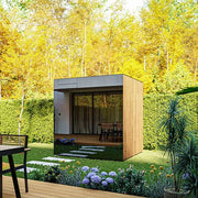 ThermaSol Spectra 4 Person Outdoor Traditional Sauna Cabin with Tinted Glass Front