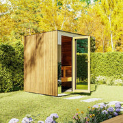 ThermaSol Spectra 4 Person Outdoor Traditional Sauna Cabin with Tinted Glass Front image 3