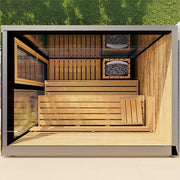 ThermaSol Vera 3 Person Outdoor Traditional Sauna Cabin with Tinted Glass image 5