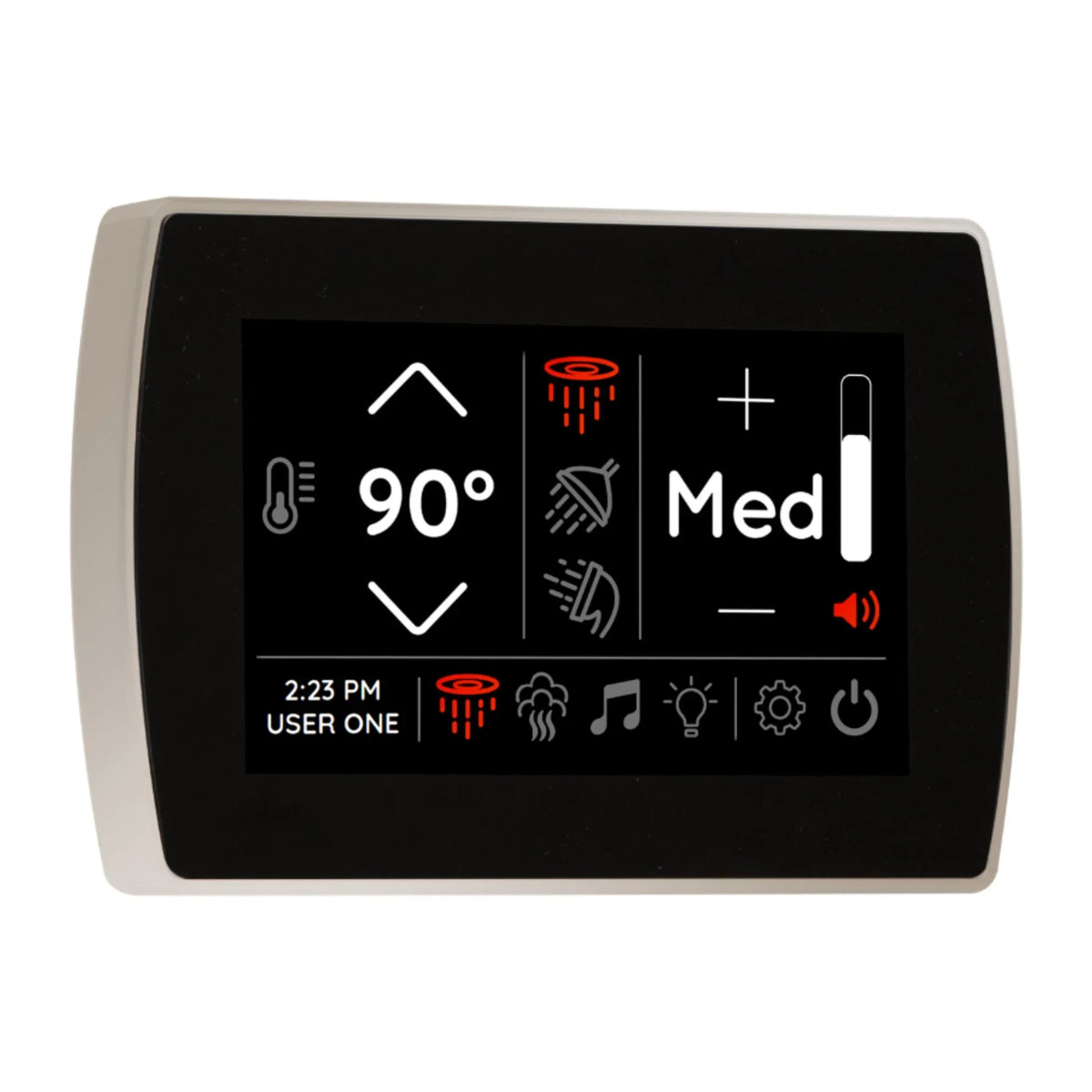 ThermaSol STCM 5" Touchscreen Steam Shower Control, Modern Flushmount with Bluetooth & Custom Profiles