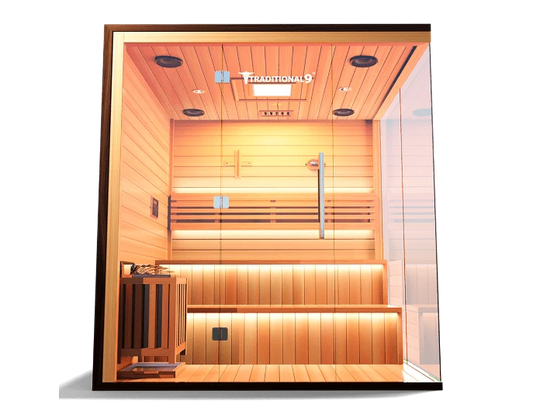 Medical Breakthrough 9 Traditional Sauna for 3-6 People, Hemlock Wood, Bluetooth, LED Control