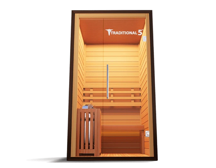 Medical Breakthrough Traditional 5 V2A: Traditional 2 Person Sauna - Premium Hemlock Wood, Rapid Heating, AUX Player