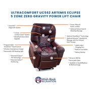 UltraComfort UC571 Artemis II Series 5 Zone Zero Gravity Power Lift Chair image 7