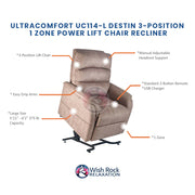 UltraComfort UC114 Destin Series 3-Position 1 Zone Power Lift Chair Recliner image 9