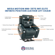 Mega Motion MM-3975 iNFI Elite Infinite Position Leather Lift Chair image 4
