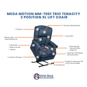Mega Motion MM-7001 Trio Tenacity 3 Position XL Lift Chair image 5