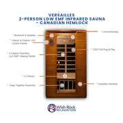 Versailles 2-person Low EMF Infrared Sauna - Canadian Hemlock image 5