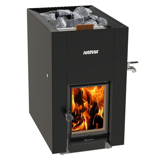 Harvia Linear 22 GreenFlame ES GreenFlame Series, 15.7kW, Water Tank, Wood Sauna Stove