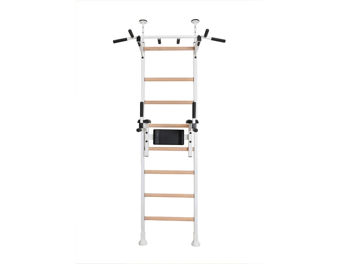 BenchK 522 Wall Bars Swedish Ladder & Dip Bar - Solid Beech Wood Gymnastics Equipment with Pull-Up Station