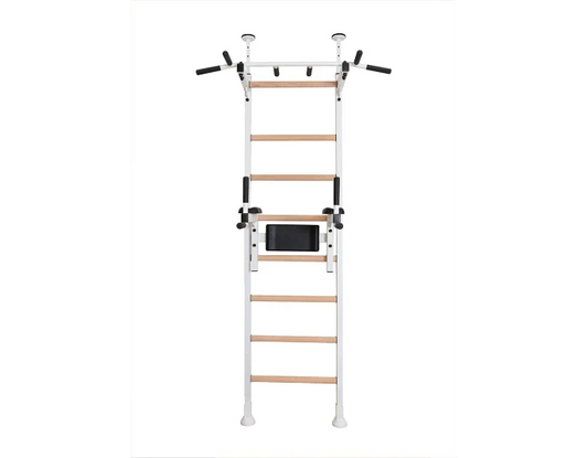 BenchK 522 Wall Bars Swedish Ladder & Dip Bar - Solid Beech Wood Gymnastics Equipment with Pull-Up Station