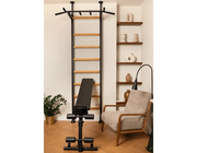 BenchK 523B Wall Bars Swedish Ladder with Bench, Pull-Up & Dip Bars, Compact Beech Wood & Steel Design image 19